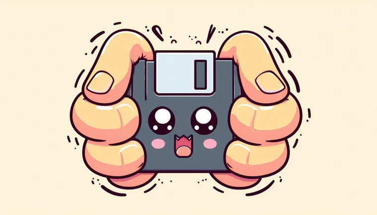 A floppy disk is crushed between two large hands.